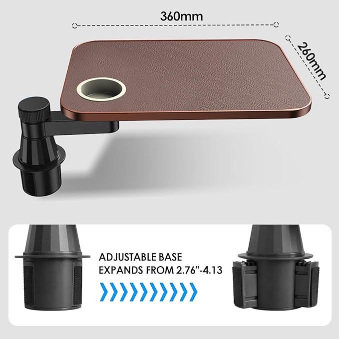 Car Tray& Car Desk for Laptop,Dual 360° Rotating,Anti Slip Leather Surface,Steering Wheel Tray,Car Accessories- Compatible with Tesila Model Y/3/S, Forrd F150/Explorer/Maverick/Most Vehicles (Brown)