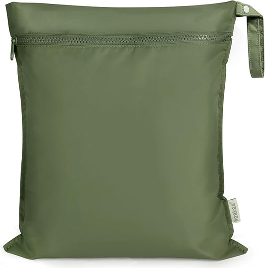 haakaa Waterproof Wet Bags for Baby Wet Dry Bags for Cloth Diaper, Swimsuit & Travel, 1pc, Olive Green