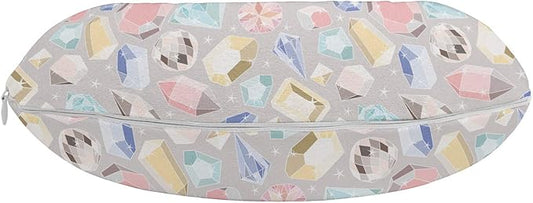 Ambesonne Pastel Travel Pillow Neck Rest, Colorful Diamond Gemstone Rich Feminine Women Fashion Theme Digital Print, Memory Foam Traveling Accessory for Airplane and Car, 12", Pink Grey