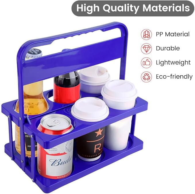 musbus Reusable Drink Carrier with Handle for Food Delivery Drivers, Portable Cup/Coffee Holder Accessories for Delivery, Foldable Drinks Caddy with Tray, Car Durable Plastic Festive Bottle, Vacation