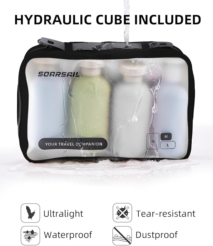 6 Set Compression Packing Cubes for Travel, Large Medium Small Luggage Organizers, Storage Bags for Clothes (6 Pack, Jet Black)