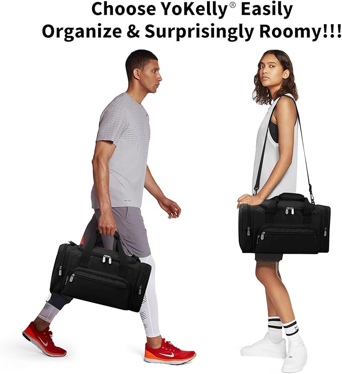 Small Duffel Bag 17 inch Carry On Weekender Bag for Travel Gym Sport (17x10x9 in) - Black