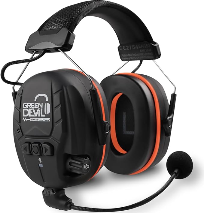 GREEN DEVIL Electronic Bluetooth Hearing Ear Protection Headphones With Boom Microphones 27dB Noise Cancelling Earmuffs