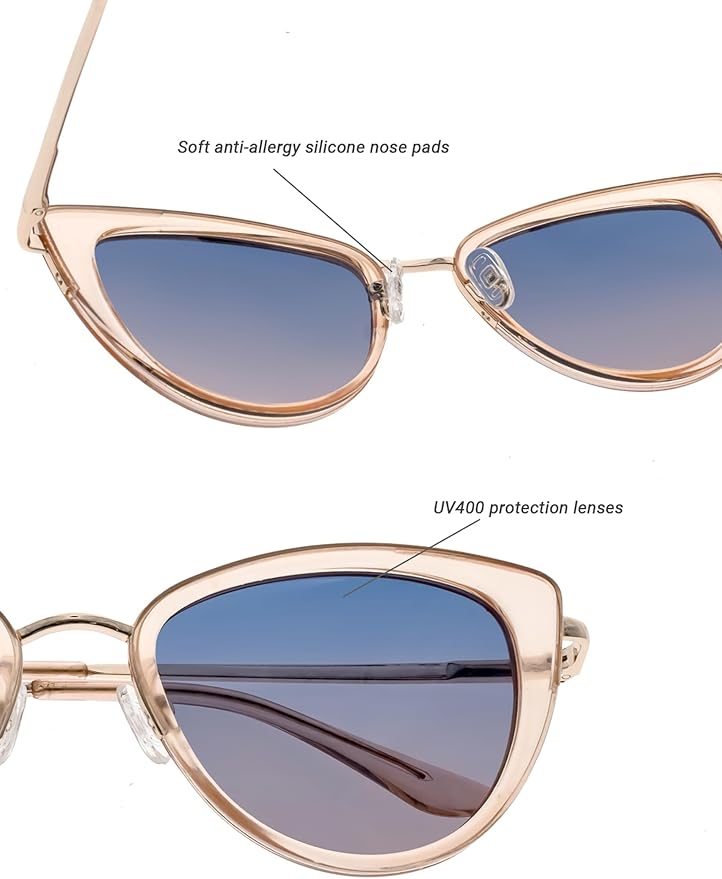 FAA'N Retro Big Frame Cat Eye Polarized Sunglasses Women with Spring Hinge