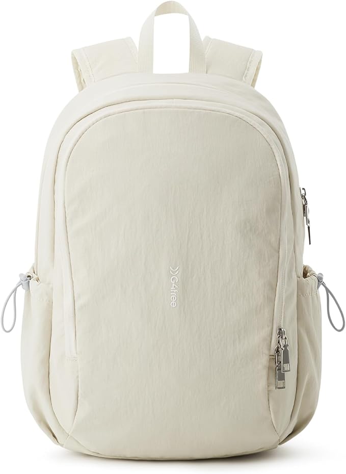G4Free 15L Hiking Backpack, Bookbag for Students, Lightweight Water Resistant Daypack for Travel School College Women Men (Beige)