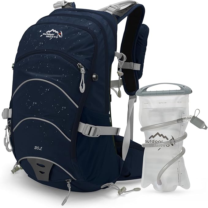 Hydration Pack,20L Hydration Backpack, Hiking Internal Frame Backpacks with 2L Hydration Water Bladder and Rain Cover, for Cycling,camping, hunting,Ski, Snow for Men, Women (dark blue)