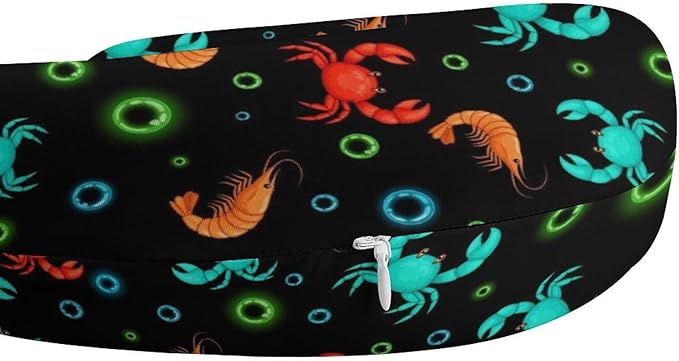 Breathable U-Shaped Neck Pillow Memory Foam Travel, Red Lobster U-Shape, Machine Washable Support Home Office