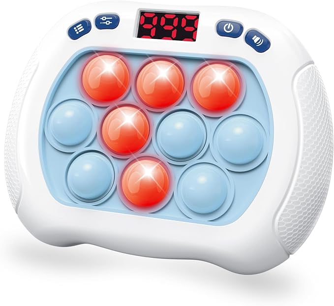 Pop Game Light Up Fidget Toy for Kids, 6 Modes LED Screen Quick Push Controller Electric Fidget Popper Game Quick Push Bubble Sensory Games Birthday Toys for Kids Lightblue