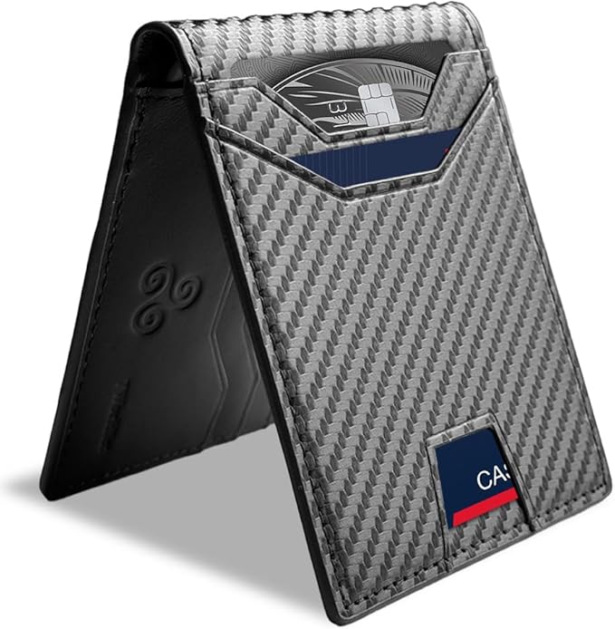 7Worldlet Slim RFID Blocking Wallets for Men Synthra™ Ultra Leather Bifold Minimalist Wallet 11 Cord Holder Thin Mens Wallet with Gift Box (Black+7Worldlet)