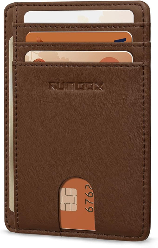 RUNBOX Slim ID Cases Minimalist Front Pocket RFID Blocking Leather Wallets for Men and Women Card Holder Wallets Gifts for men
