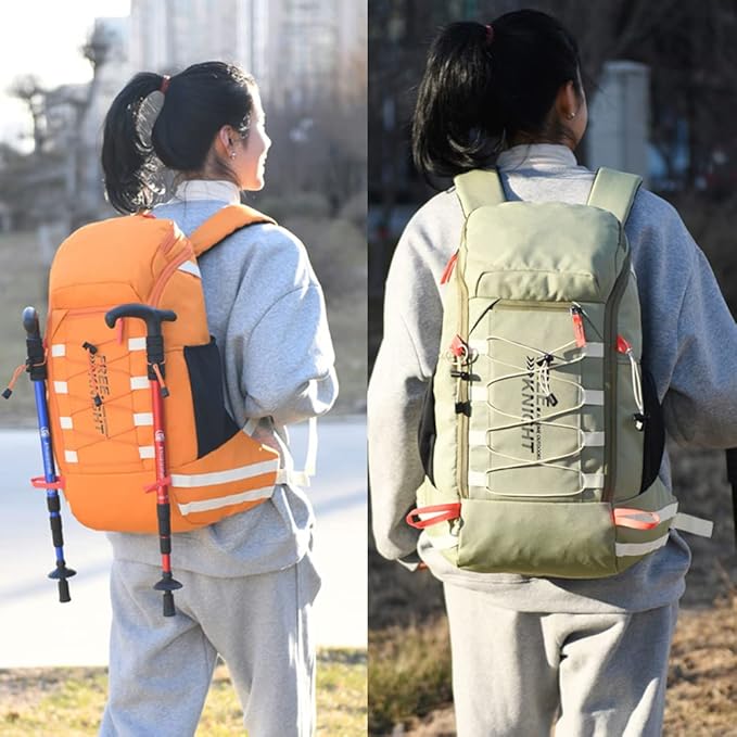 Bseash 40L Waterproof Hiking Camping Backpack with Rain Cover, Outdoor Sport Travel Daypack Rucksack for Skiing Cycling (Gray)