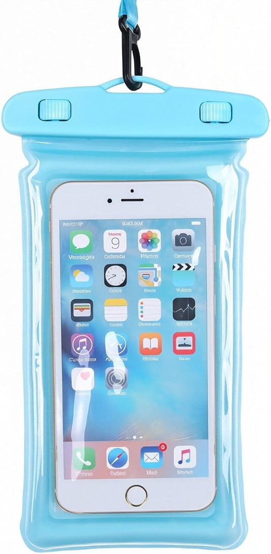 Sriyso Floatable Waterproof Phone Pouch- 7.2in Water Proof Cell Phone Case for Vacation Beach Pool Kayak Cruise Travel Essentials,Dry Bag with Lanyard for Most Models（Blue