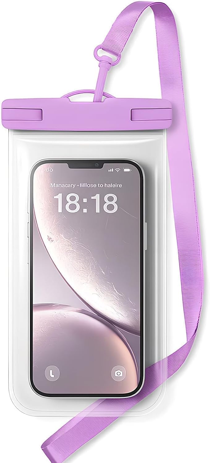 1/2 Pack Waterproof Phone Pouch Compatible with iPhone 17 16 15 Pro Max & Galaxy S24+/S23 7in Waterproof Phone Case with Lanyard, IPX8 Beach Travel Must Haves, Beach Essentials, Purple, 1 Pack