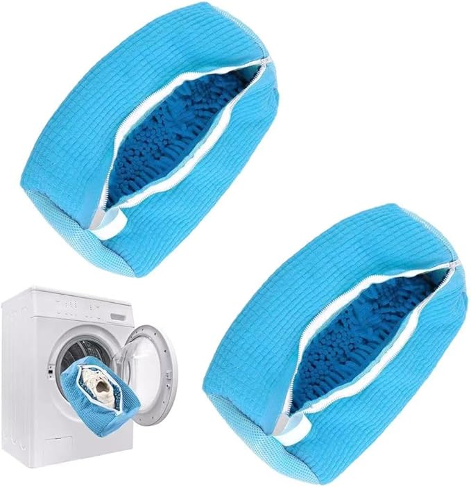 Shoe Washing Machine Bag, Shoe Laundry Bags for Washing Machine, 2 Pcs Snkear Shoe Washing Bag, Laundry Shoe Bag for Washer and Dryer, Reusable Shoe Washing Bags (Blue)