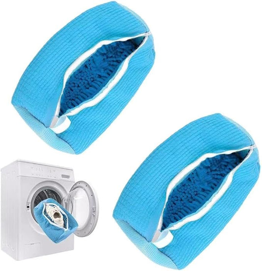 Shoe Washing Machine Bag, Shoe Laundry Bags for Washing Machine, 2 Pcs Snkear Shoe Washing Bag, Laundry Shoe Bag for Washer and Dryer, Reusable Shoe Washing Bags (Blue)
