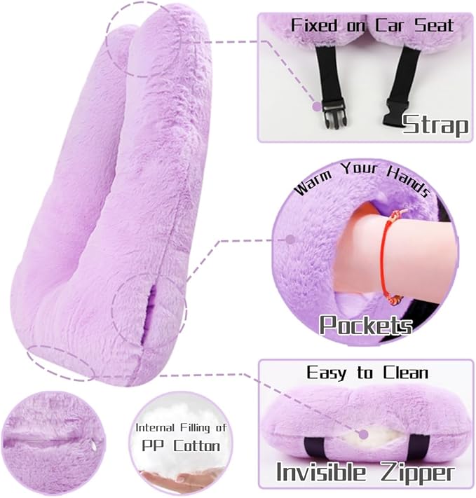 Sexysamba Travel Pillow with Sleep Mask Set Car Pillow Kids Travel Pillow for Sleeping U Shaped Car Seat Pillow Head Neck Body Support for Kids and Adults Road Trip Accessories,Purple