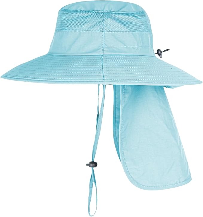Sun Hats for Men Women Fishing Hat UPF 50+ Breathable Wide Brim Bucket Hats Summer UV Protection Safari Hat with Neck Flap