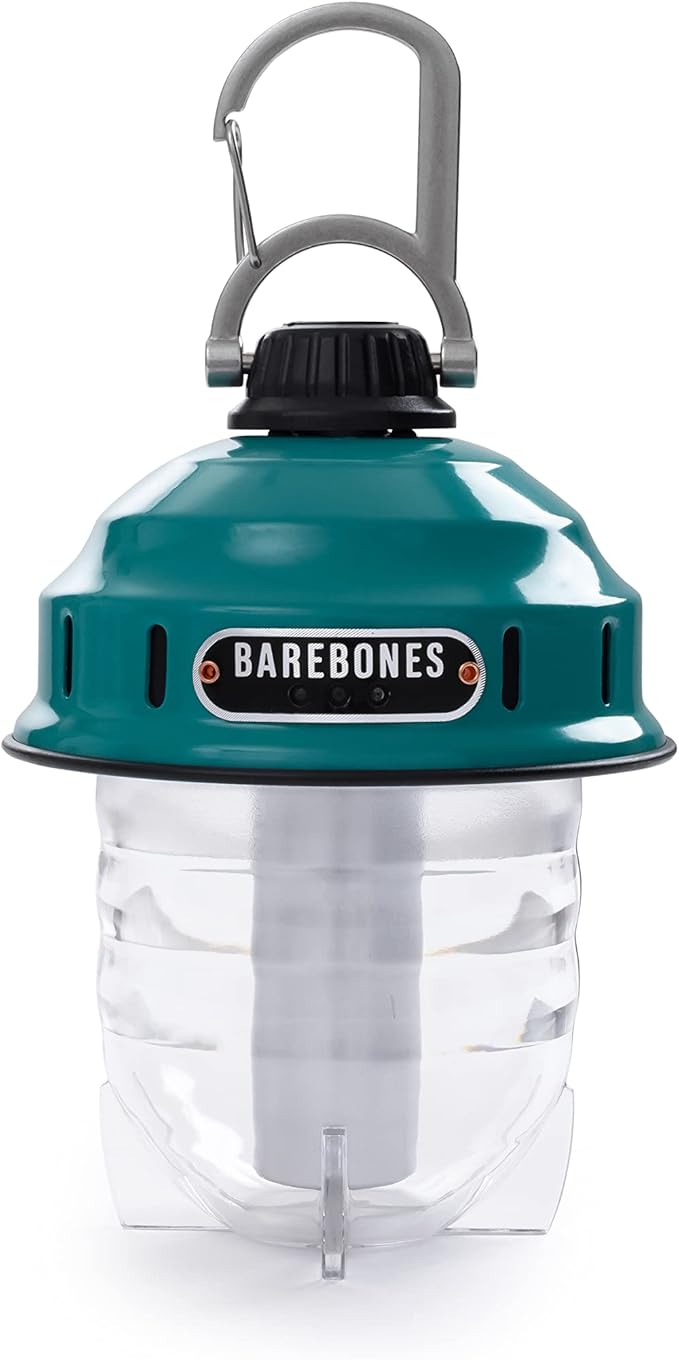Barebones Beacon Hanging Light – Teal, Rechargeable LED Camping Lantern with Adjustable Brightness – Weatherproof Vintage-Style Hanging Lantern for Outdoor Adventures and Year-Round Use