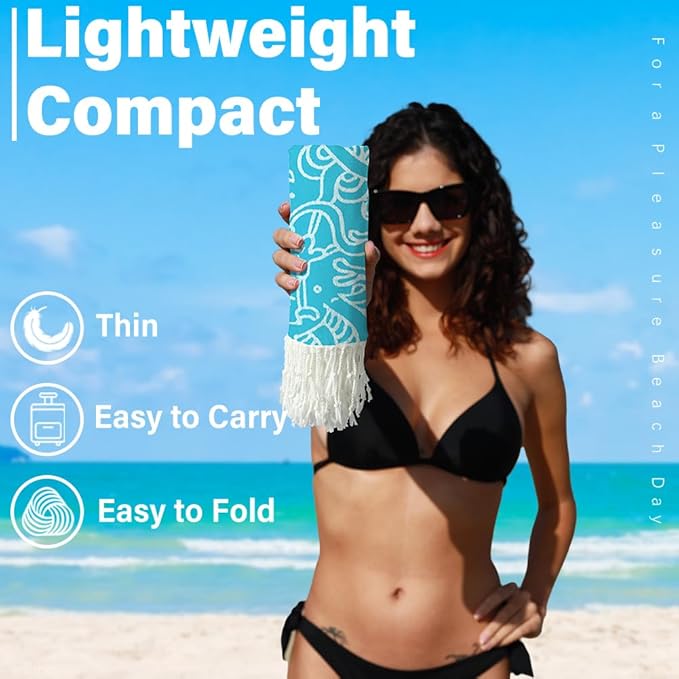 Thin Turkish Beach Towel Lightweight Quick Dry Absorbent Cotton Bathroom Bath Pool Swim Towels Extra Large Oversized Sand Free Beach Accessories Essentials Cloud Gifts for Adult