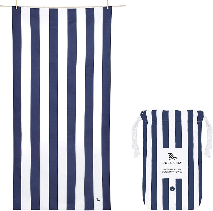 Dock & Bay Beach Towel - Quick Dry, Sand Free - Compact, Lightweight - 100% Recycled - Includes Bag - Cabana - Set E (4), Large (160x90cm, 63x35)