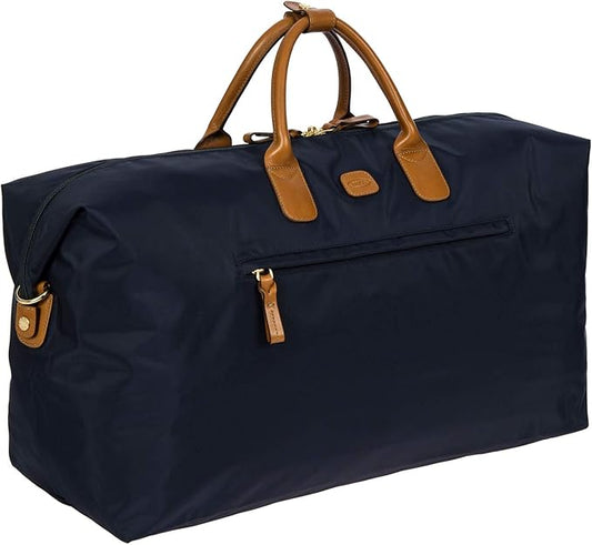 Bric's X-Travel Deluxe Duffle for Men and Women - Lightweight Overnight Carry On Travel Luggage with Tuscan Leather Trim and Sleeve Attachment - Water-Resistant Weekender or Gym-Ready Duffel
