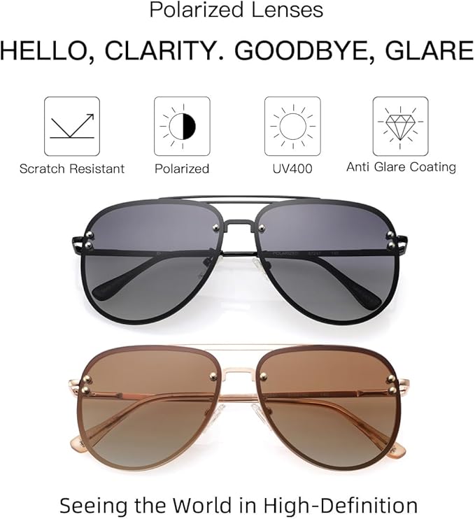 Trendy Oversized Aviator Sunglasses for Women 2025, Cute Retro Aviator Sun Glasses UV Protection Big Shades VF2203
