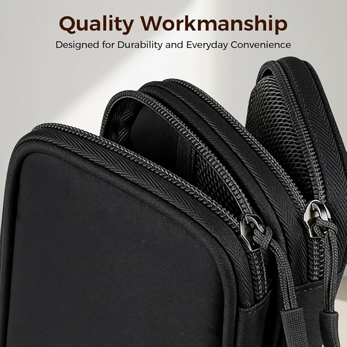 Qeuxv 2026 Travel Cable Organizer Pouch, Electronic Accessories Carry Case, Portable Waterproof Double Layers All-in-One Storage Bag for Cable, Charger, Mobile phone, Headphones (Navy Blue)