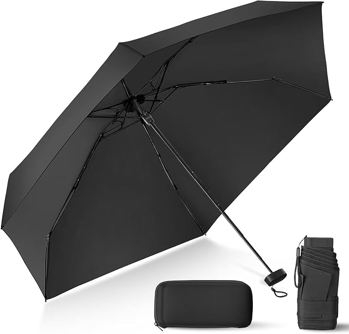 LEAGERA Compact Travel Umbrella with Case - Mini Umbrella for Purse, Small Lightweight &Tiny Design Perfect for Parasol Outdoor Sun&Rain Umbrellas