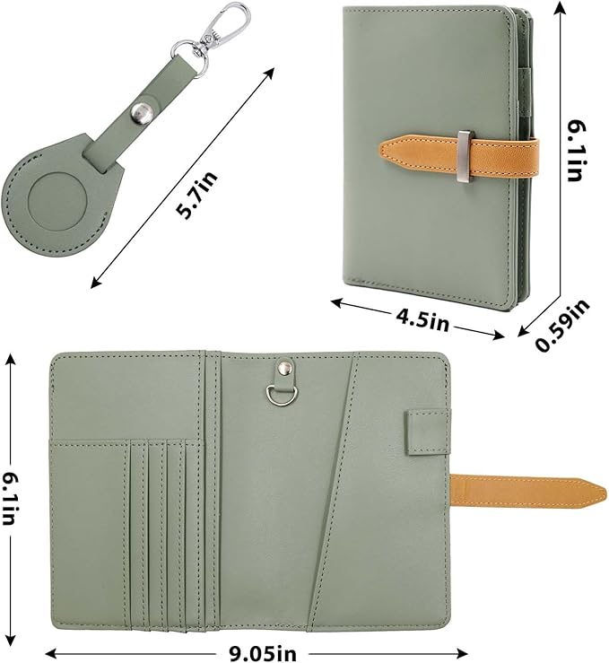 Deziliao Passport wallets, Mulit-purpose RFID Blocking Passport Holder AirTag Wallet, Travel Wallet（Moss Green）