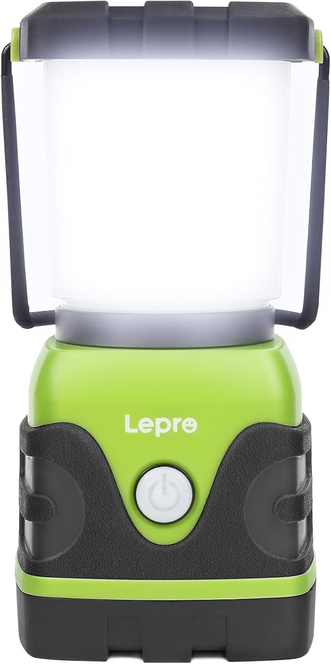 Lepro 1500LM Battery Powered LED Camping Lantern, Waterproof Tent Light with 4 Light Modes, Camping Essentials, Portable Lantern Flashlight for Camping, Emergency Light, Power Outage, Not Rechargeable
