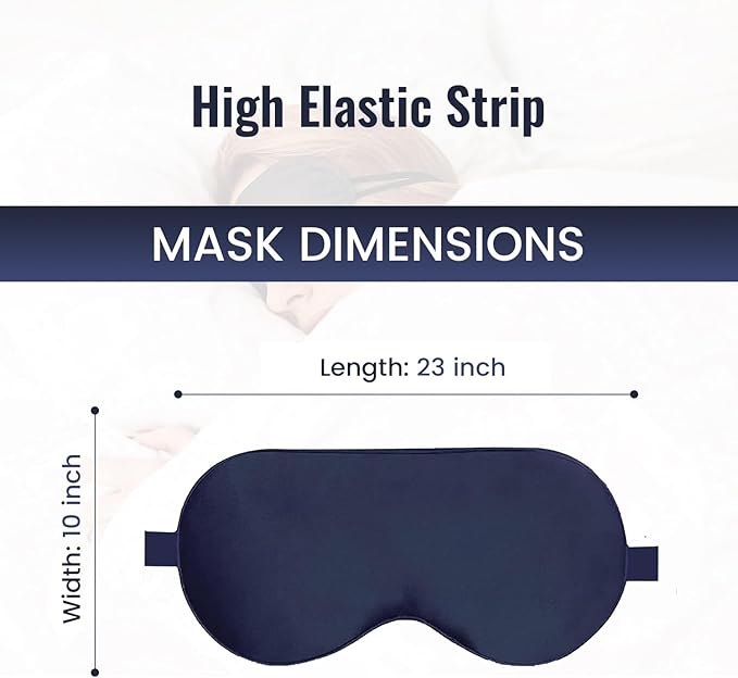 Pure SOL. Silk Sleep Mask - 100% Mulberry Silk Eye Mask - Eye Mask for Sleeping & Blindfold for Power nap During Travel (Navy)