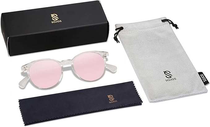 SOJOS Small Round Classic Polarized Sunglasses for Women Men Vintage Style UV400 Lens MAY SJ2113