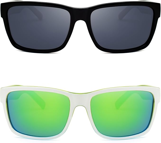 LECKIRUT Vintage Polarized Sunglasses for Men Women Retro Oversized Square Mirror Sun Glasses