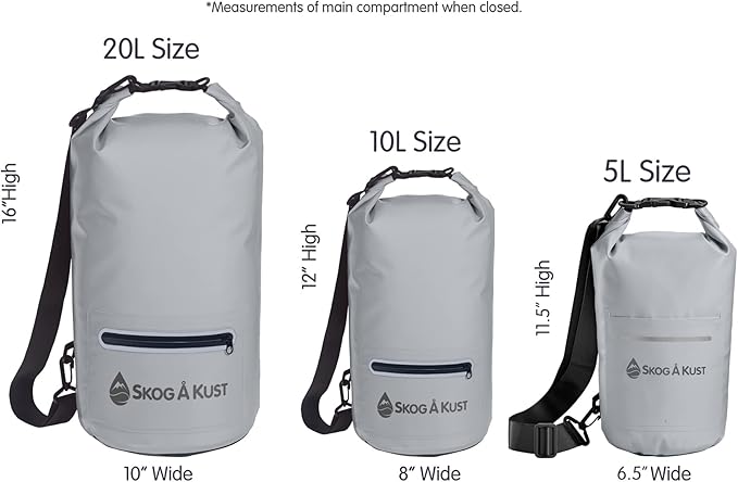Skog Å Kust DrySak - Roll Top Waterproof Bag for Travel & Outdoors - 5, 10 & 20 Liter sizes
