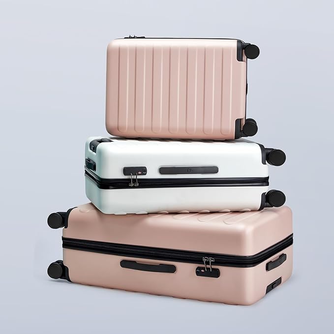 NINETYGO Carry On Luggage 22x14x9 Airline Approved, 20 Inch Luggage with Smooth Spinner Wheels, Lightweight, Hard Shell PC Suitcase Carry-On, Travel Luggage, TSA Approved (Pink, Rhine Basic)