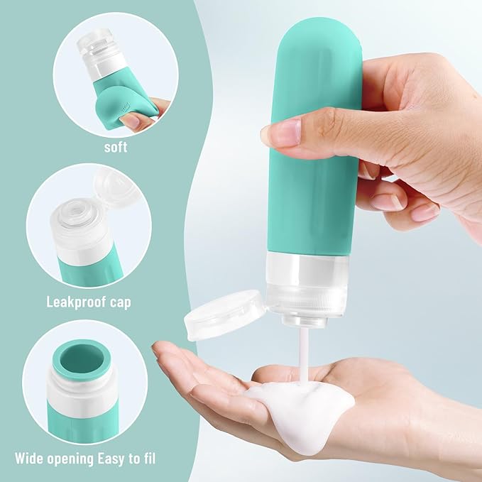 Landisun Travel Size Toiletries Essentials Bottles 18Pack Containers Travel-Essentials Leak Proof (Blue)