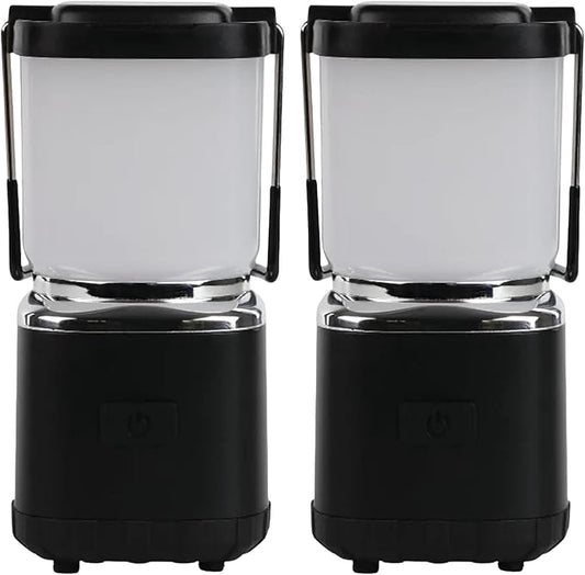 LUXPRO LP189 Mini Lantern - USB-C Rechargeable Camping Light - with 4 Color Modes - Dimmable LED Portable Lantern for Hiking & Emergency - Handy Compact Design (Black, 2-Pack)