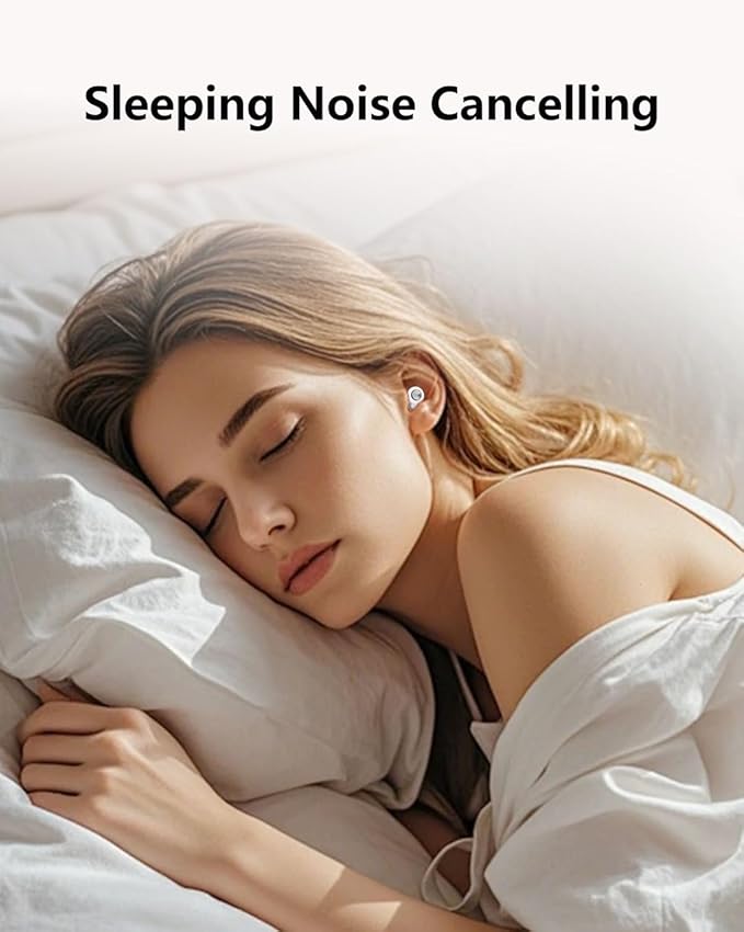 Sleep Noise-Canceling Earplugs 50dB Noise Reduction 4 Ear Tip Sizes Reusable Noise-Canceling Earplugs Silicone Hearing Protection Gear Ideal for Work and Travel (White)