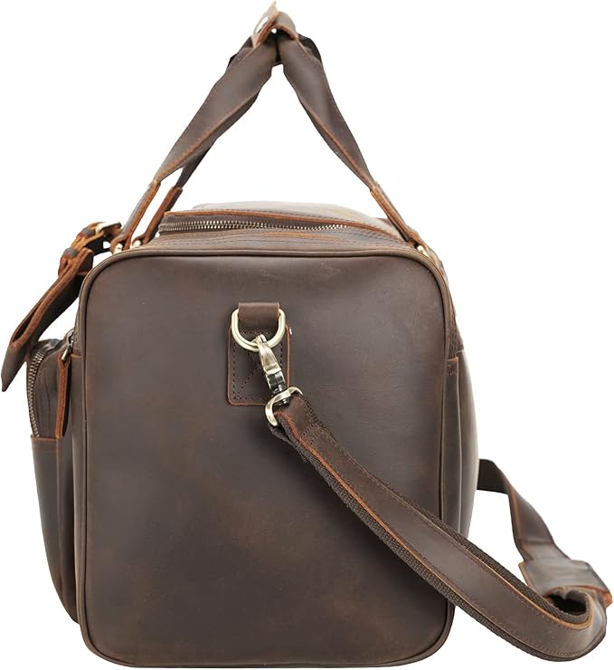 Polare 23" Leather Duffel Weekender Travel Bag For Men With Full Grain Cowhide Leather 42L