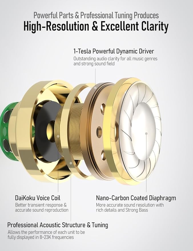 Vibes 201MC Wired Earbuds in-Ear Headphones with Mic, USB C to 3.5mm Adapter & Braided Cord, Noise Isolating Bass Driven USBC Earphones, Carry Case, Ear Buds Tips, 3.5mm Jack (Clear Brown)