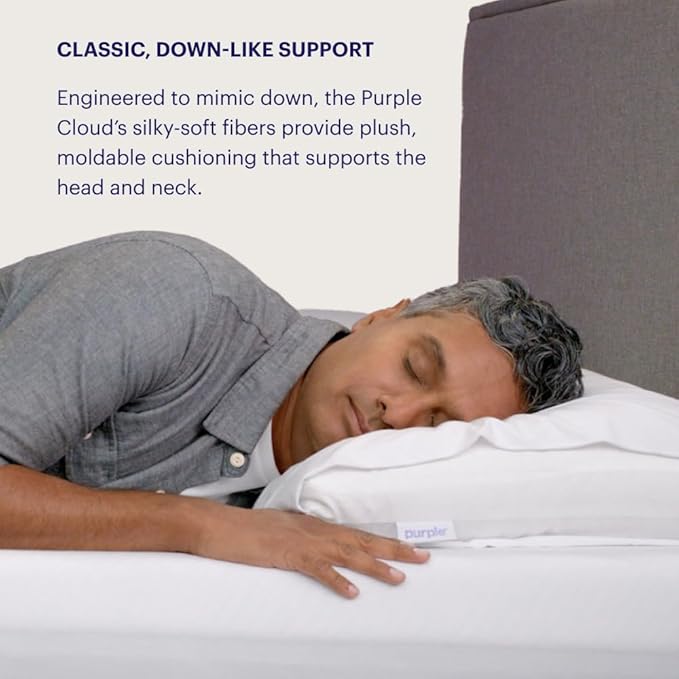 Purple Cloud Pillow - Standard Size, Hypoallergenic Gel Fiber Fill for Plush, Cloud-Like Comfort - Molds to Support Head & Neck, Won’t Clump or Flatten