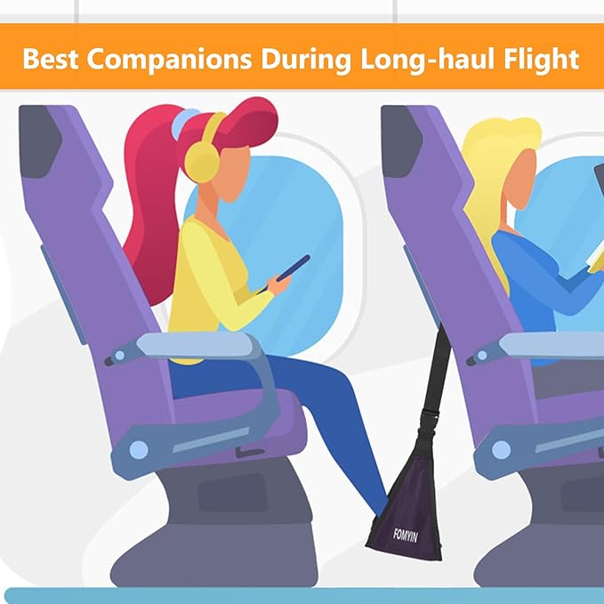 Airplane Footrest with No Feet Clashing Support Design, Portable Travel Foot Hammock, Memory Foam Plane Foot Rest to Relieve Feet Soreness - Long Flights Essentials