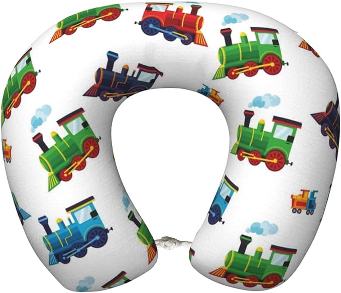 Funny Neck Pillow Support for Car Flight Rest Train Pattern Cartoon, Memory Foam U Shaped Decor Head Cushion for Home Outdoors Travel