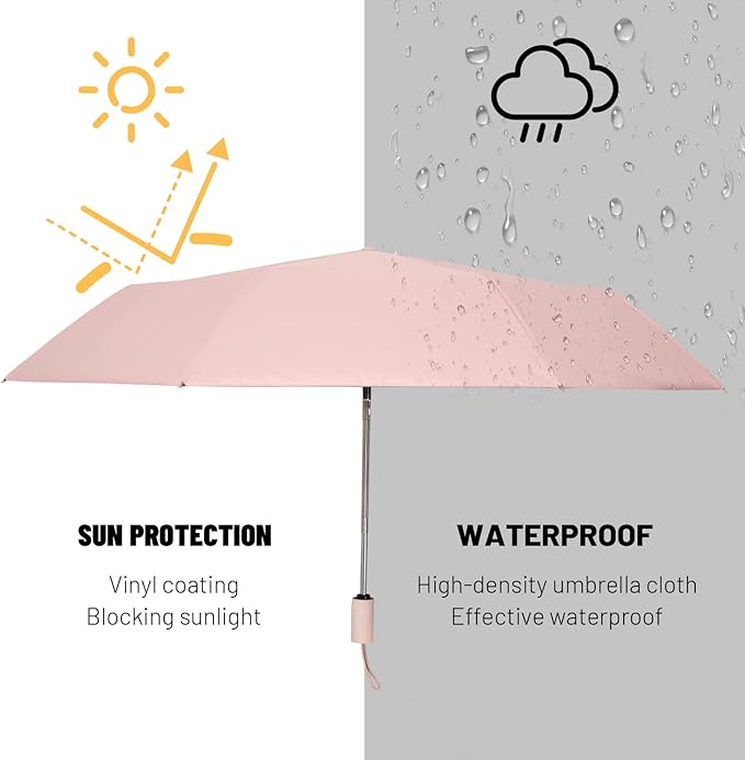 SY COMPACT Umbrella Automatic Travel Waterproof Light Folding Umbrellas Easy Carry for Women and Men