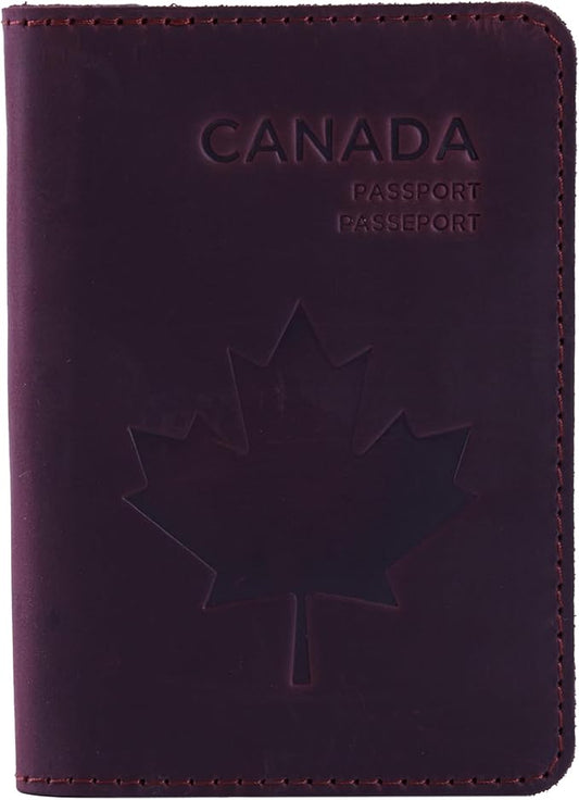 INCARNE Passport Cover - Travel Passport Wallet - Leather Passport Holder for Men Women Family with Card Slots & Note Compartmen - Sleeve Protector - Genuine Leather - Vintage Burgundy