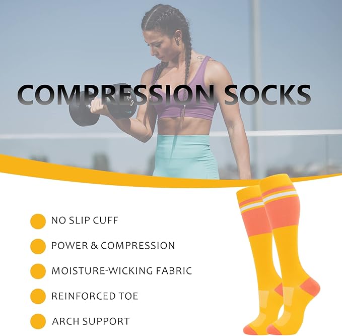 fenglaoda Compression Socks for Women Men 3 Pairs Graduated Compression Support Circulation Socks for Nurses