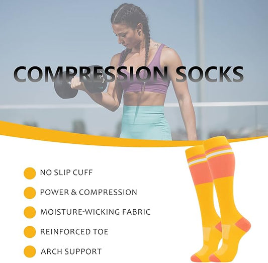 fenglaoda Compression Socks for Women Men 3 Pairs Graduated Compression Support Circulation Socks for Nurses
