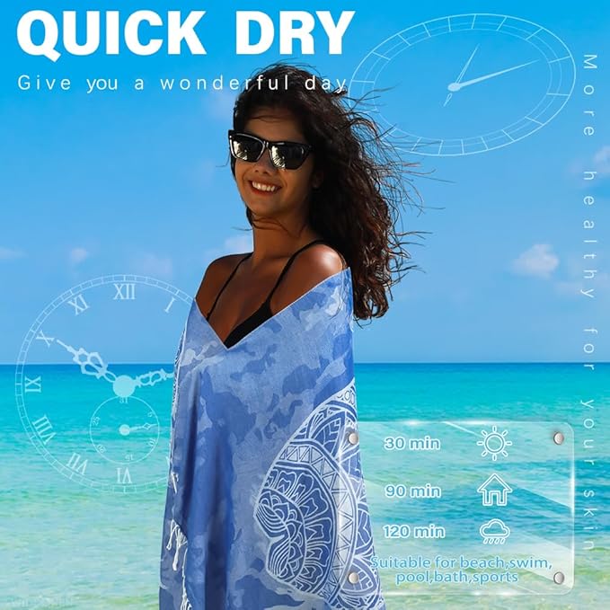 Turkish Beach Towel Quick Dry Absorbent Cotton Lightweight Thin Bathroom Bath Pool Swim Towels Extra Large Oversized Sand Free Beach Accessories Essentials Stuff Cloud Gift for Adults