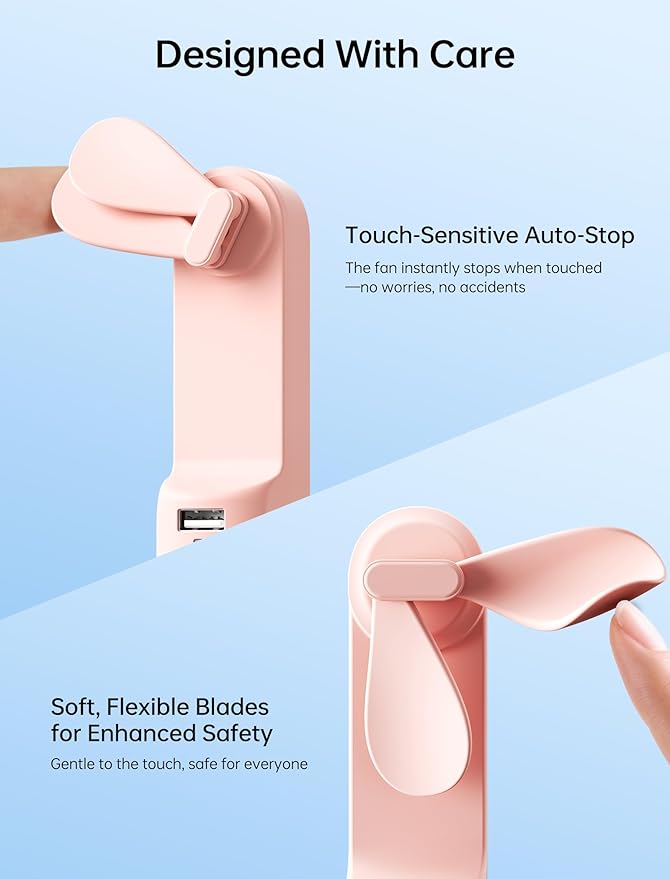 JISULIFE Handheld Mini Fan, 3 IN 1 USB Rechargeable Portable Fan [12-19 Working Hours] with Power Bank, Flashlight, Pocket Design for Travel/Summer/Concerts/Lash, Gifts for Women (Pink)