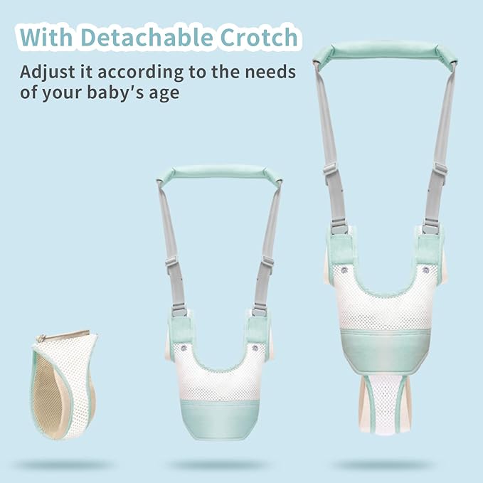 Baby Walker Breathable Baby Walking Harness Handheld Kids Walker Helper Toddler Infant Walker Harness Assistant Belt Pulling and Lifting Dual Use Walking Assistant Strap (Green 1)